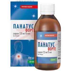 Изображение Панатус форте сироп 7,5мг/5мл 200мл в комплекте с ложкой мерной Панатус форте сироп 7,5мг/5мл 200мл в комплекте с ложкой мерной. Фото