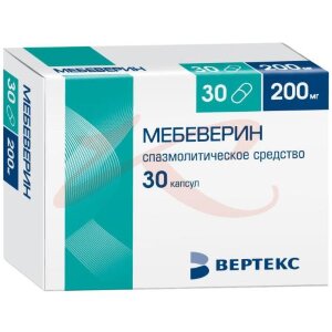 Мебеверин-вертекс капсулы с пролонгированным высвобождением 200мг №30. Фото