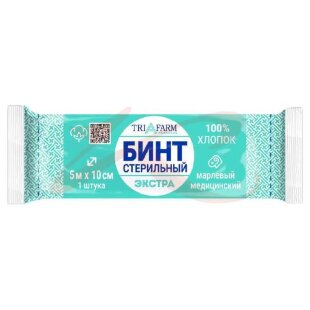 Фарм-сфера бинт медицинский марлевый стерильный 5мх10см. Фото