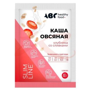 Авс хэлси фуд каша 40г овсяная витаминиз клубника + сливки. Фото