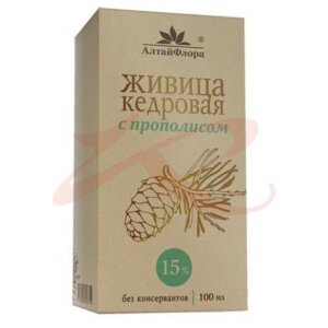 Алтайфлора живица 15% 100мл кедровая с прополисом. Фото
