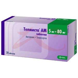 Телмиста ам таблетки 5мг + 80мг №28. Фото