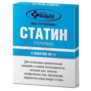 Изображение Статин порошок 1г №5 д/остановки кровотечений Статин порошок 1г №5 д/остановки кровотечений. Фото