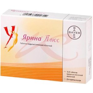 Ярина плюс таблетки покрытые пленочной оболочкой №84 в наборе: таблетки 2-х видов - оранжевые (дроспиренон 3 мг + этинилэстрадиол 30 мкг + кальция левомефолат 451 мкг)-21 шт., светло-оранжевые (кальция левомефолат 451 мкг)-7 шт.. Фото