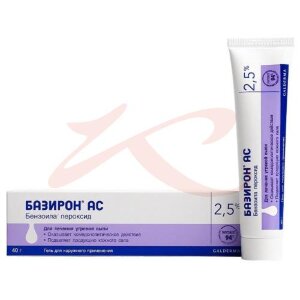 Изображение Базирон ас гель для наружного применения 2,5% 40г Базирон ас гель для наружного применения 2,5% 40г. Фото