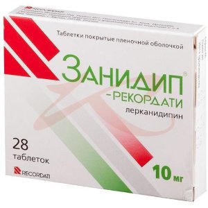 Занидип-рекордати таблетки покрытые пленочной оболочкой 10мг №28. Фото