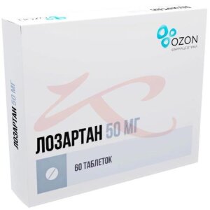 Лозартан таблетки покрытые пленочной оболочкой 50мг №60. Фото