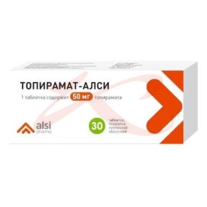 Топирамат-алси таблетки покрытые пленочной оболочкой 50мг №30. Фото