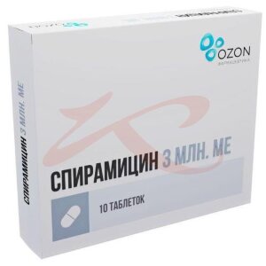 Спирамицин таблетки покрытые пленочной оболочкой 3млн ме №10. Фото
