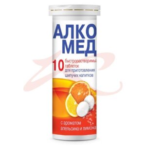 Изображение Алкомед таблетки быстрорастворимые 4г №10 апельсин/лимон Алкомед таблетки быстрорастворимые 4г №10 апельсин/лимон. Фото