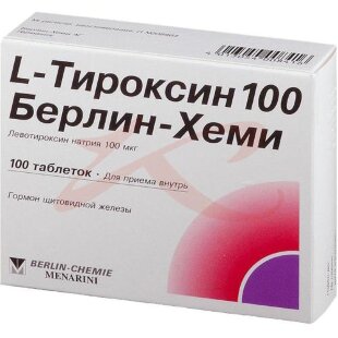 L-тироксин 100 берлин хеми таблетки 100мкг №100. Фото