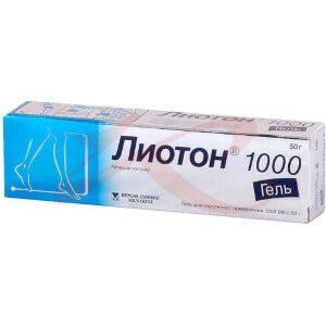 Лиотон 1000 гель для наружного применения 1000ме/г 50г. Фото