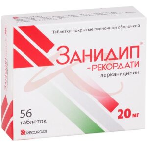 Занидип-рекордати таблетки покрытые пленочной оболочкой 20мг №56. Фото