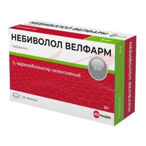 Изображение Небиволол велфарм таблетки 5мг №28 Небиволол велфарм таблетки 5мг №28. Фото