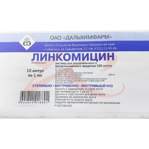 Линкомицин раствор для внутривенного и внутримышечного введения 300мг/мл 1мл №10. Фото