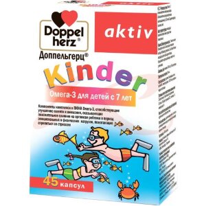 Изображение Доппельгерц актив киндер капсулы №45 омега-3 д/детей 7 + Доппельгерц актив киндер капсулы №45 омега-3 д/детей 7 +. Фото