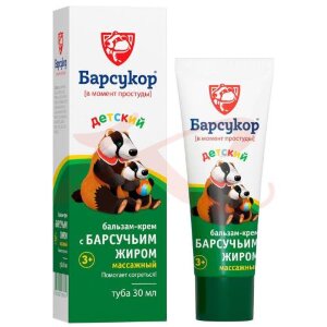 Барсукор бальзам-крем массажный 30мл детс с барсучьим жиром. Фото