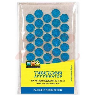Тибетский аппликатор массажер медицинский на мягкой подложке 12х22 см синий. Фото