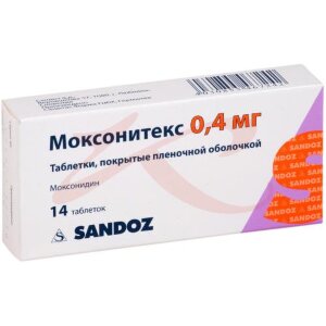 Моксонитекс таблетки покрытые пленочной оболочкой 0.4мг №14. Фото