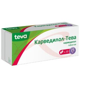 Карведилол-тева таблетки 25мг №30. Фото