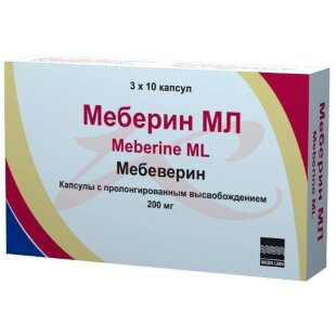 Меберин мл капсулы с пролонгированным высвобождением 200мг №30. Фото