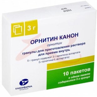 Орнитин канон гранулы для приготовления раствора для приема внутрь 3г 5г №10. Фото