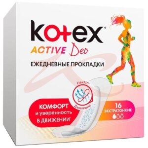 Котекс актив део прокладки женские ежедневные №16 экстратонкие. Фото