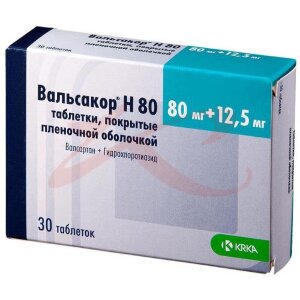 Вальсакор н80 таблетки покрытые пленочной оболочкой 80мг + 12.5мг №30. Фото