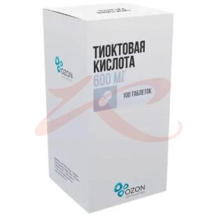 Тиоктовая кислота таблетки покрытые пленочной оболочкой 600мг №100. Фото