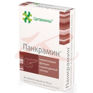 Панкрамин таблетки покрытые кишечнорастворимой оболочкой №40. Фото