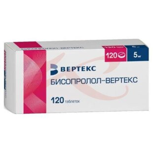 Бисопролол-вертекс таблетки покрытые пленочной оболочкой 5мг №120. Фото