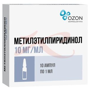 Метилэтилпиридинол раствор для инъекций 10мг/мл 1мл №10 в комплекте с ножом ампульным или скарификатором, если необходим для ампул данного типа. Фото