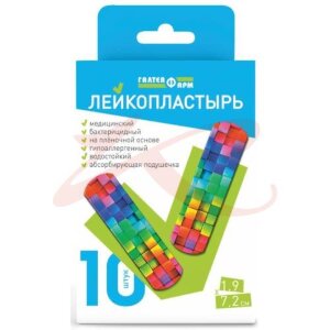 Галтеяфарм лейкопластырь бактерицидный №10 1,9смх7,2см водост. плен. графич. рис.. Фото
