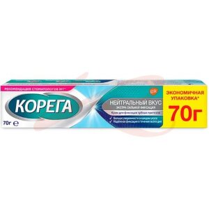 Корега крем для фиксации зубных протезов 70г экстра сильный нейтральный. Фото
