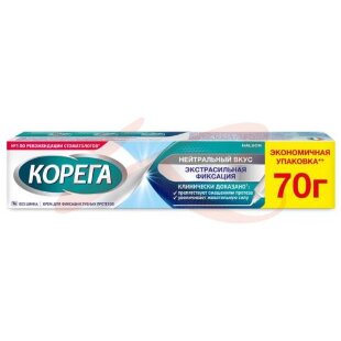 Корега крем для фиксации зубных протезов 70г экстра сильный нейтральный. Фото