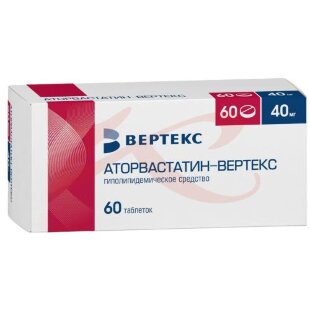 Аторвастатин-вертекс таблетки покрытые пленочной оболочкой 40мг №60. Фото