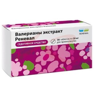 Валерианы экстракт реневал таблетки покрытые пленочной оболочкой 20мг №56. Фото