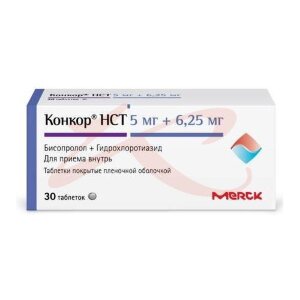 Конкор нст таблетки покрытые пленочной оболочкой 5мг + 6,25мг №30. Фото