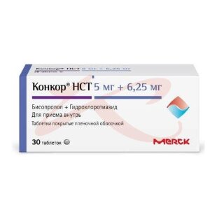 Конкор нст таблетки покрытые пленочной оболочкой 5мг + 6,25мг №30. Фото
