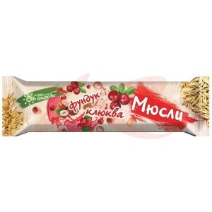 От природы батончик-мюсли 25г фундук + клюква на фруктозе. Фото