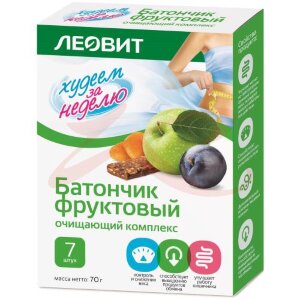 Леовит худеем за неделю батончик фруктовый очищ. компл. 70г. (10г.х №7). Фото