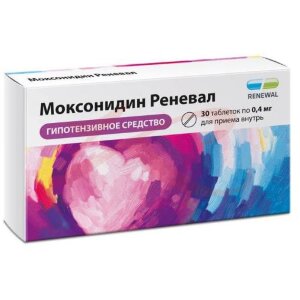Моксонидин реневал таблетки покрытые пленочной оболочкой 0,4мг №30. Фото