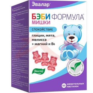 Эвалар бэби формула мишки пастилки жевательные №60 спокойствие. Фото