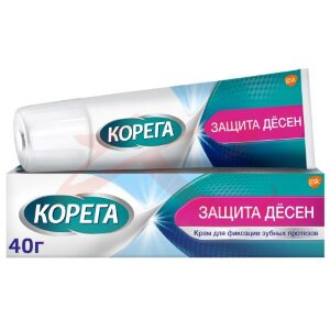 Корега крем для фиксации зубных протезов 40г защита десен. Фото
