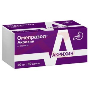 Изображение Омепразол-акрихин капсулы кишечнорастворимые 20мг №50 Омепразол-акрихин капсулы кишечнорастворимые 20мг №50. Фото