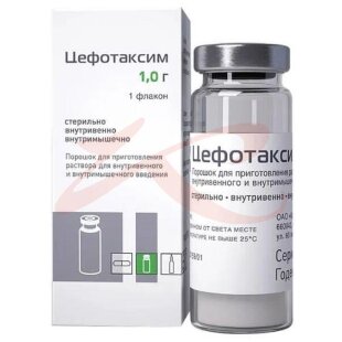 Цефотаксим порошок для приготовления раствора для внутривенного и внутримышечного введения 1000мг №50. Фото