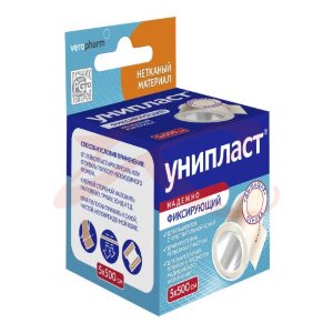 Унипласт лейкопластырь фиксирующий 5х500см неткан. Фото