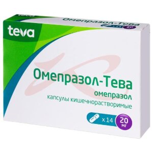 Омепразол-тева капсулы кишечнорастворимые 20мг №14. Фото