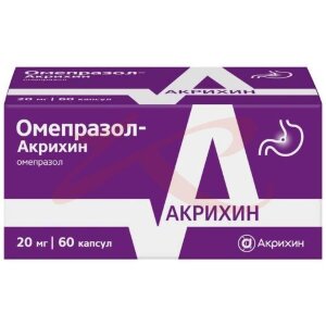 Омепразол-акрихин капсулы кишечнорастворимые 20мг №60. Фото