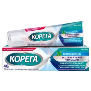 Корега крем для фиксации зубных протезов 40г экстра сильный мятный. Фото